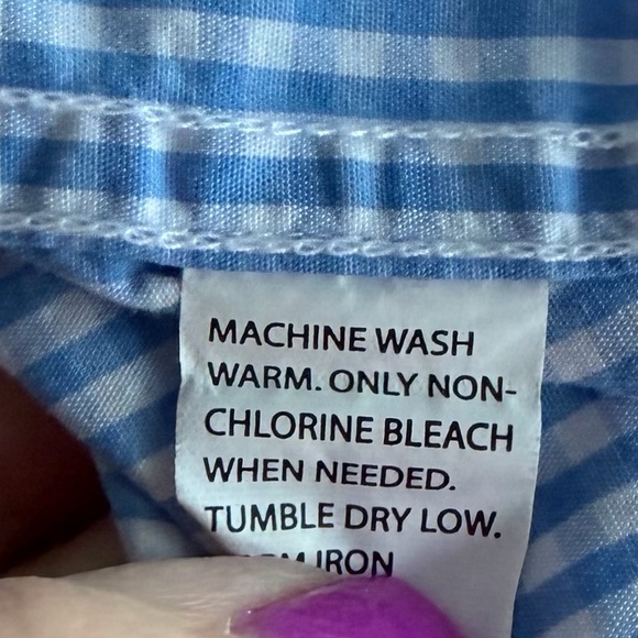 •Vineyard Vines• Boys Blue Gingham Button Down Whale Shirt - Size 8-10 - Picture 6 of 7